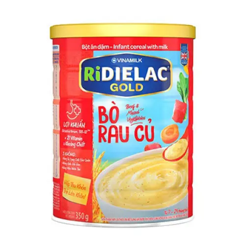 Bột ăn dặm Ridielac Gold bò rau củ lon 350g