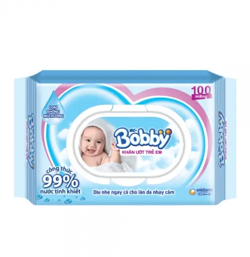 Khăn giấy ướt Bobby 100 miếng không hương