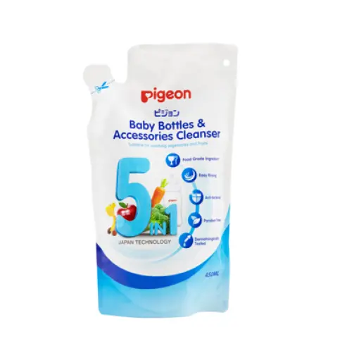 Nước rửa bình sữa rau củ Pigeon 450ml túi