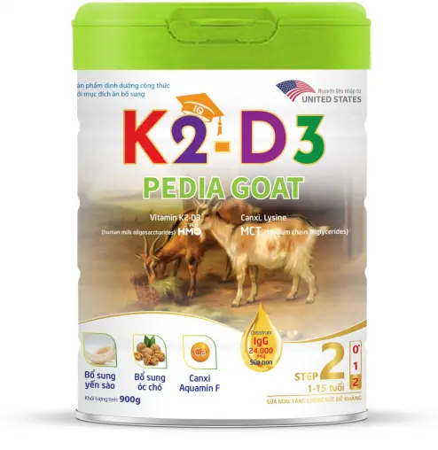 Sữa bột K2-D3 PEDIA GOAT Step 2+ (1-15 tuổi) 900g