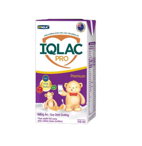 Sữa bột pha sẵn IQlac Pro biếng ăn Premium 110ml (từ 1 tuổi) - thùng