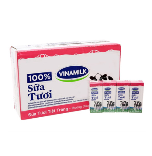 Sữa tươi tiệt trùng dâu Vinamilk 100% 180ml  - thùng