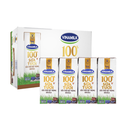 Sữa tươi tiệt trùng socola Vinamilk 100% 180ml  - thùng