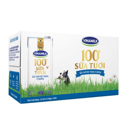 Sữa tươi tiệt trùng ít đường Vinamilk 100% 180ml  - thùng