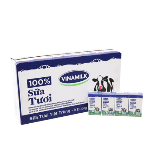 Sữa tươi tiệt trùng ít đường Vinamilk 100% 110ml  - thùng