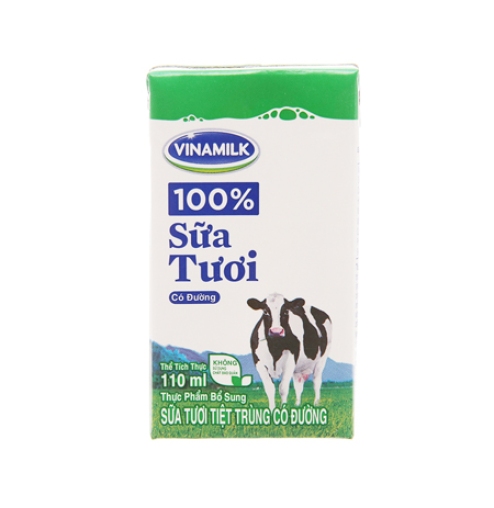 Sữa tươi tiệt trùng Có đường Vinamilk 100% 110ml