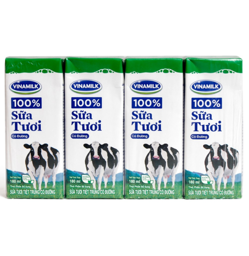 Sữa tươi tiệt trùng Có đường Vinamilk 100% 180ml