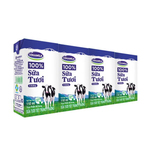 Sữa tươi tiệt trùng ít đường Vinamilk 100% 110ml