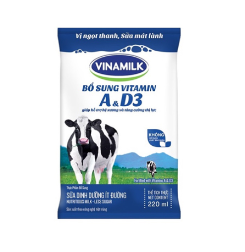 Sữa dinh dưỡng ít đường Vinamilk 220ml