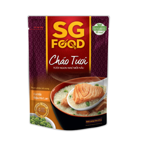 Cháo dinh dưỡng SG food cá hồi đậu Hà Lan 270g