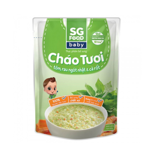 Cháo SG Food baby tôm-rau ngót nhật-cà rốt 240g