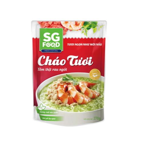 Cháo tươi tôm thịt rau ngót SG Food gói 270g