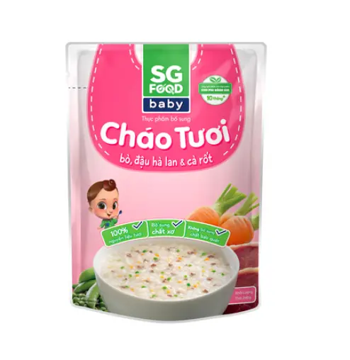 Cháo Tươi SG Food bò, đậu hà lan & cà rốt
