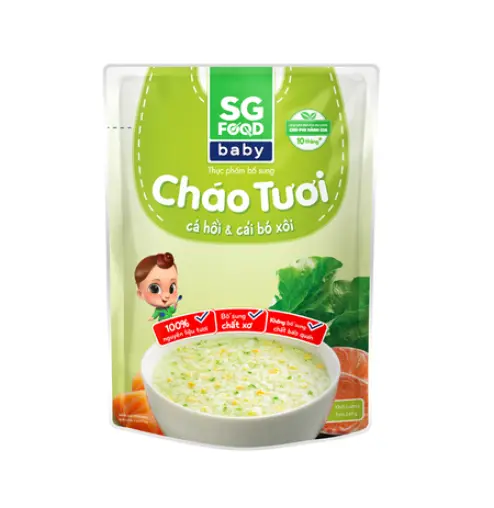 Cháo Tươi SG Food cá hồi cải bó xôi