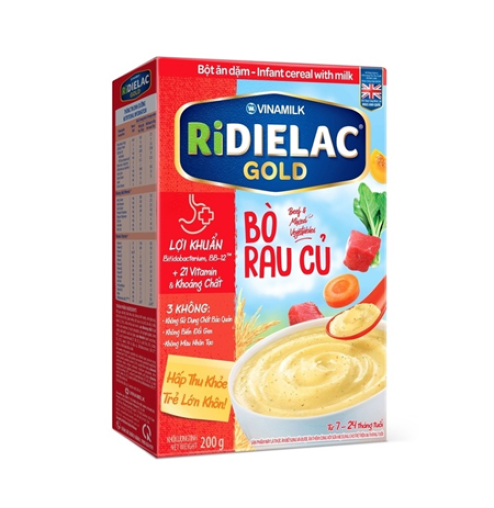 Bột ăn dặm Ridielac Gold bò rau củ HG 200g