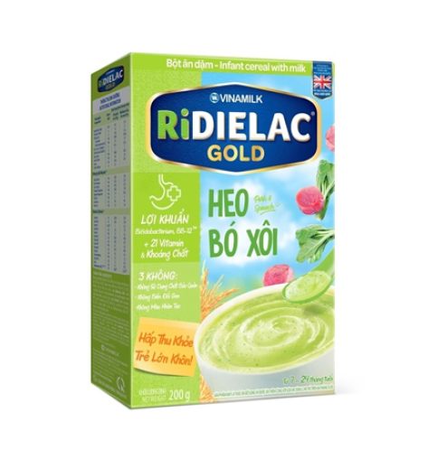 Bột ăn dặm Ridielac Gold heo bó xôi HG 200g