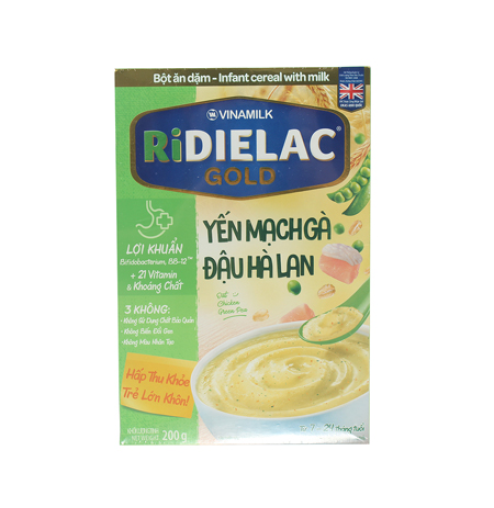 Bột ăn dặm Ridielac Gold yến mạch gà đậu hà lan HG 200g