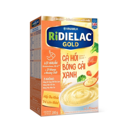 Bột ăn dặm Ridielac Gold Cá hồi bông cải xanh HG 200g