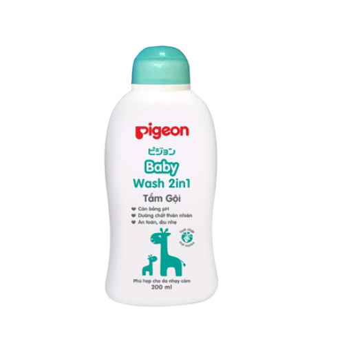 Dầu tắm gội pigeon 200ml xanh