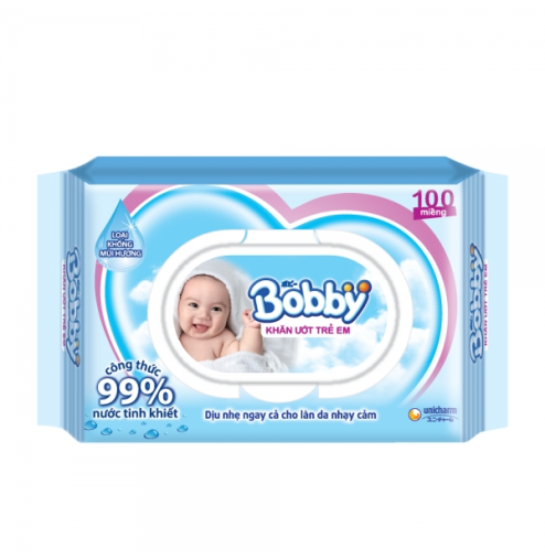Khăn giấy ướt Bobby 100 miếng không hương