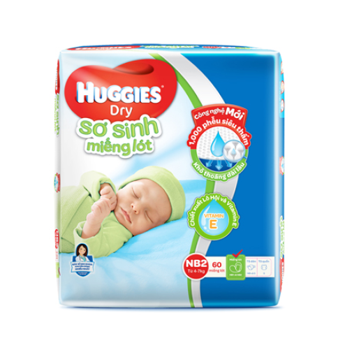 Miếng lót Huggies NB2 60 miếng