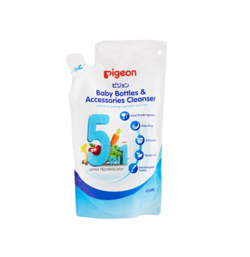 Nước rửa bình sữa rau củ Pigeon 450ml túi