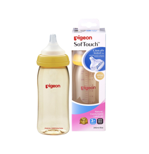 Bình sữa pigeon PPSU Plus 240ml vàng